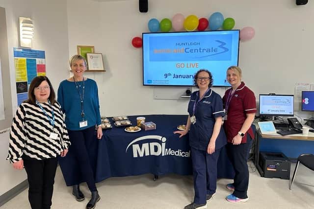 ICT Project Manager Joanne Beattie, Health Care Assistant Karen Gibson, Interim Lead Midwife Sarah McKevitt and Foetal Well Being Co-ordinator Jo Quinn. Pic credit: SEHSCT