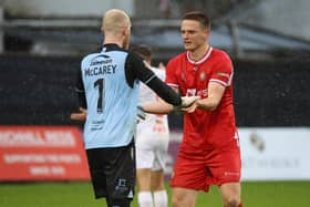 Two yellow cards against Dungannon Swifts for Dougie Wilson has added to the Ports defensive problems