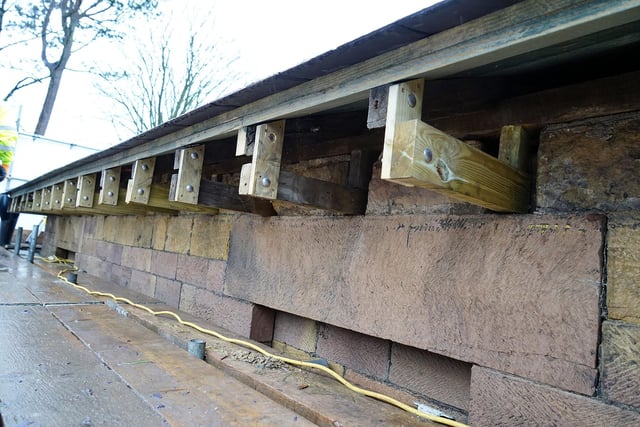 Derbyshire Historic Buildings is making good progress in its project to refurbish the historic station. The key to the first phase was to erect scaffolding on the trackside elevation of the building.