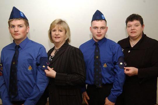 Members of Stewartstown Boys Brigade who received their Queen's Badges at the display in 2007. Pictured are  Brian Miller and James Campbell as they received their badges from their mothers.