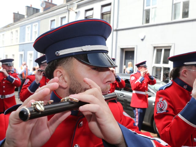 Ballymoney, Rasharkin, Cloughmills, Bushmills and Ballycastle were in attendance at the Twelfth demonstration in Ballymoney with a total of 43 Lodges and 22 bands.