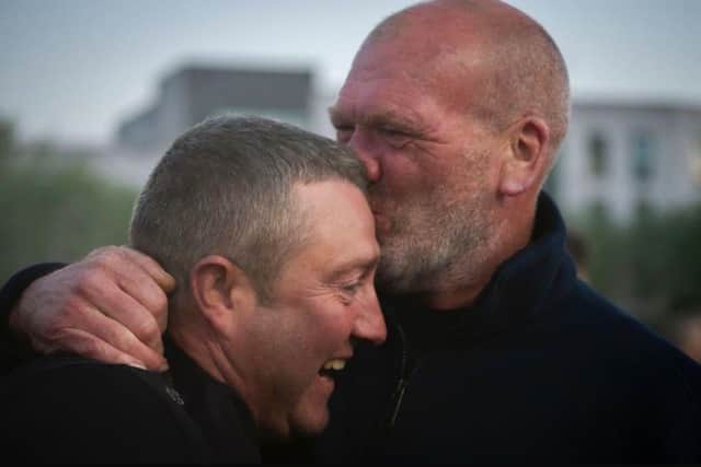 A special moment shared between Eddie Mulligan and Club Chairman Gareth Devlin