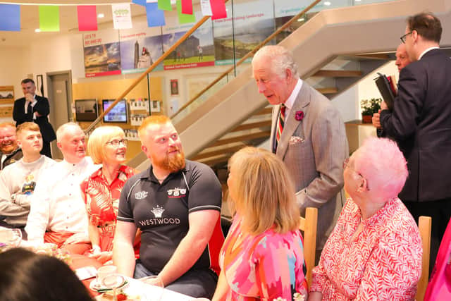 The King is pictured with Doreen Johnston from Lisburn at a very special celebration at Enniskillen Castle in Fermanagh, which saw The King and Queen honour people volunteering in their communities and celebrating the rich heritage of Fermanagh.