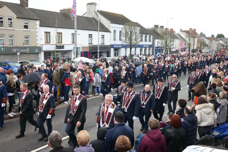 Fermanagh members of the Apprentice Boys of Derry march through Cookstown.