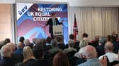 Reform UK leader Richard Tice addresses the TUV annual conference in Kells