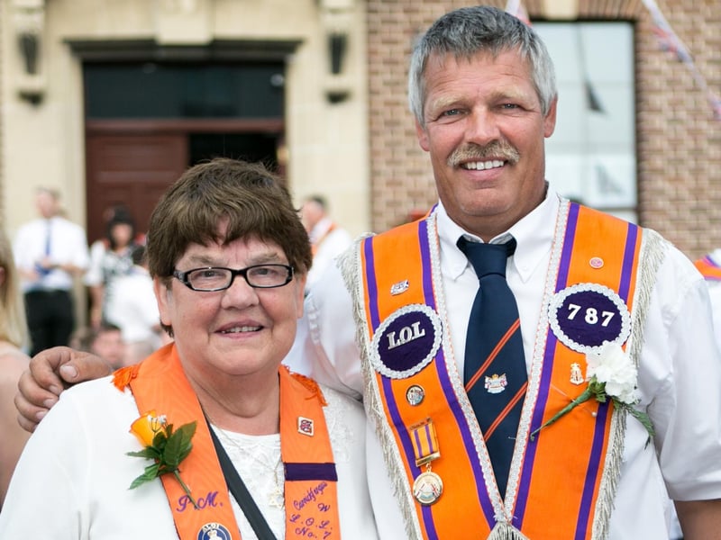Violet Robinson and Sammy Marks pictured at the Albert Road lodge on the Twelfth. INCT 29-404-RM