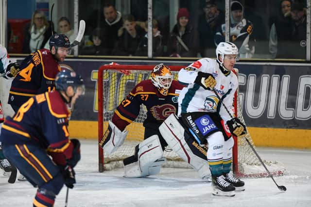 Belfast Giants Daniel Tedesco in action against the Guildford Flames last Sunday. Picture: John Uwins
