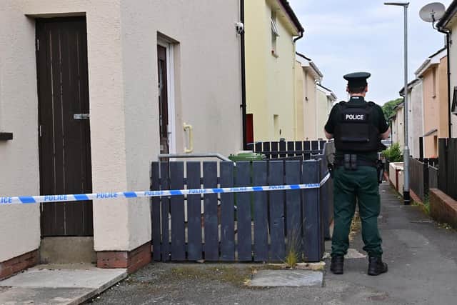 Police at the scene of a serious assault in the Beech Court area of Lurgan. Credit: Colm Lenaghan/Pacemaker