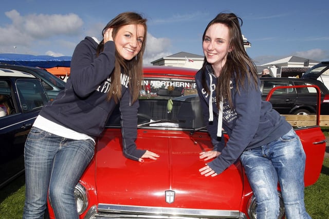 Kirsty Graham and Melanie Barlow pictured with their mini at the Causeway Coast Mini Festival at the Dunluce Centre Portrush in 2010