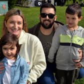 The Lynch family who enjoyed the ABC Council Good Relations Week event in Lurgan Park on Saturday. Included are, mum, Sarah, Eliza (2), dad Ryan and Luca (4). LM39-224.