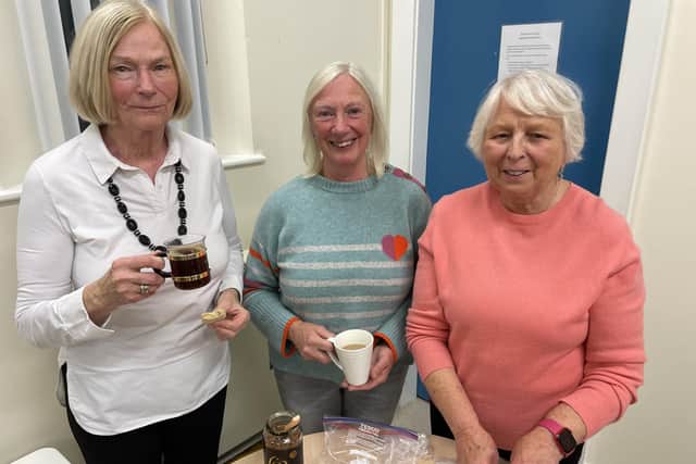 Time for tea at the Ballymoney Soroptimist meeting for (from left) Ann Todd, Fiona Murdock and Beth Lindsay. Credit Jennifer Campbell