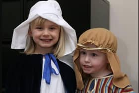 Playing the roles of Mary and Joseph in Rainbow Plagroup's 2007 Christmas story were Emily Webster and Paul Blain.