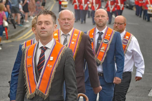 Orange brethren on the road during the Portadown mini Twelfth parade. PT24-258.