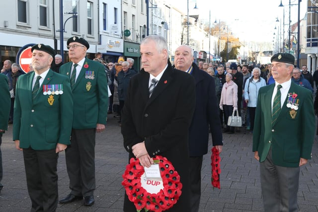 MLA Maurice Bradley prepares to lay a wreath to mark Armistice Day November 11 at Coleraine War Memorial