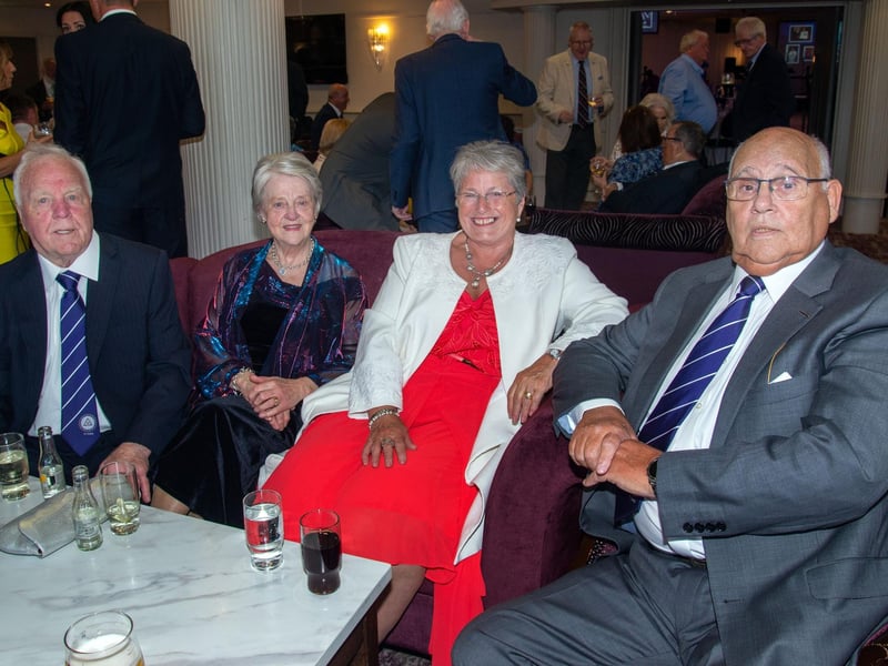 Pictured at the Glenavon Triangle Supporters Club 75th anniversary dinner are from left, Terry and Edna Follis, and Lynda and Roland Lyons. LM22-224.