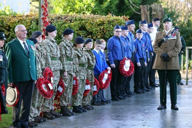Veterans, cadets, school pupils and members of the Boys' Brigade attended the event in Glengormley.