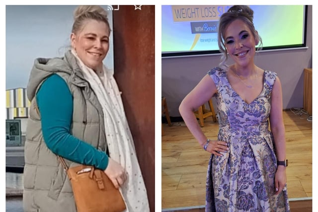 Pictured here is  Fiona who lost 7.5 stone. She is a client of Bernie Walsh, an expert in weight loss, who organised a charity fashion show in aid of PrettynPink raising £21.5k. All the models were her members and some are breast cancer survivors.