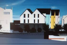 An artist's impression of the proposed apartments. Image submitted by Antrim and Newtownabbey Borough Council.
