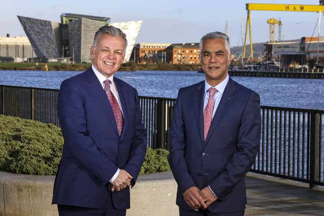 Michael McKinstry (left) who is retiring as CEO of Phoenix Group and his successor Kailash Chada.