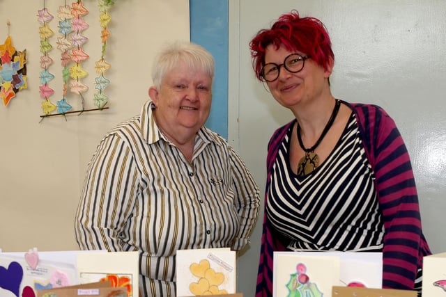 Norma Beggs, artist, with Lorraine Purcell from the Bushmills Ivy Leaf Club pictured at the Celebration Morning in Bushmills Community Centre