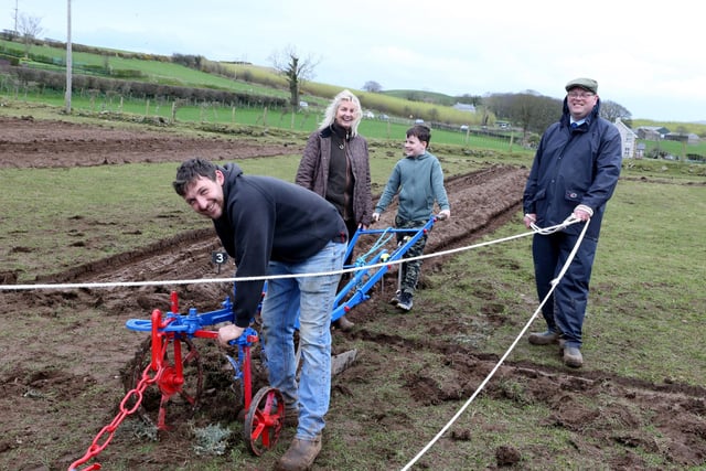 Claire Lynn and friends pictured at the Ballycastle St Patrick's Day Ploughing Match