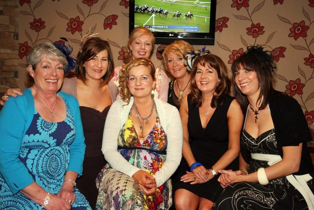 Nicola Taggart, Katelin Wallace, Issy Hemphill, Lorraine Johnston, Jill Taggart and Nicky Butcher pictured enjoying themselves at the Cheltenham Gold Cup day at the Railway Arms, Coleraine in 2010