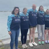 Gail Pedlow, Anne-Marie Coleman, Denis O’Neill, Jessika Robson, Sarah Girvan and Lesley Glenn are getting ready to swim the North Channel. Pic Credit: Gail Pedlow