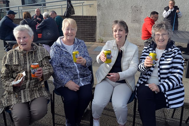 Enjoying the Shankill Parish summer barbeque at Avenue Road Community Centre on Wednesday night are from left, Margaret Wilson, Dorothy Metcalf, Lynette McMahon and Belle Matthews. LM27-235.