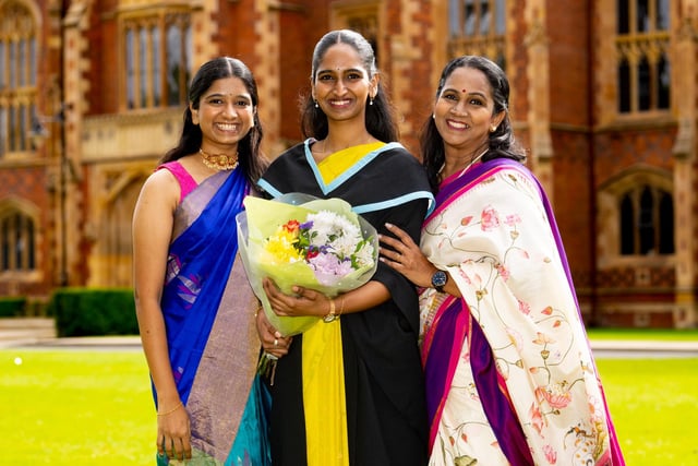 Srriya Jawahar graduated with a degree in Law. Srriya is pictured with her sister Gittanjali and mum Vimala