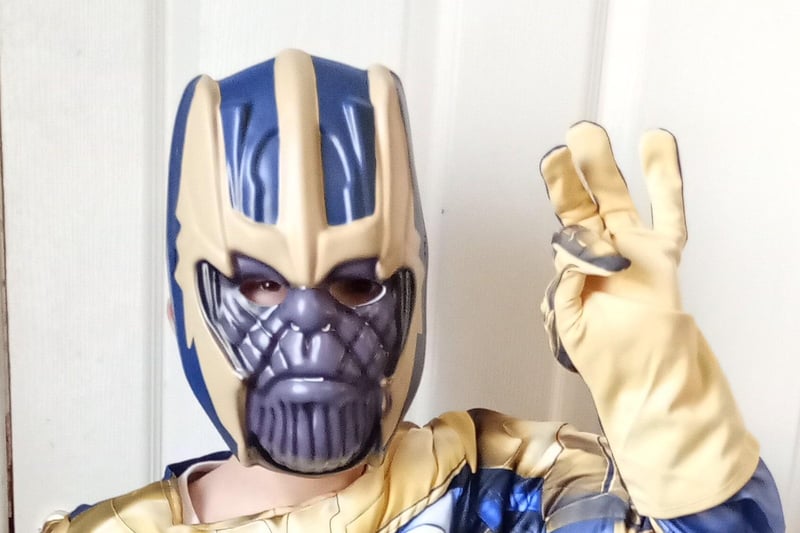 James, aged 8, as Thanos at Ballysally Primary School.