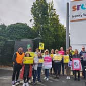 Lecturers on the picket line At Newry SRC West Campus during last week's strike for fair pay and conditions,