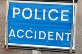 Road accident PSNI sign.