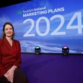 Pictured is Alice Mansergh, chief executive designate of Tourism Ireland, at the launch of Tourism Ireland’s 2024 marketing plan in Belfast. Credit Tourism Ireland