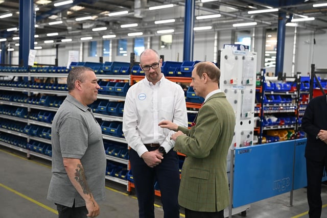 The Duke of Edinburgh talked with staff at Leckey during his visit to the Lisburn company