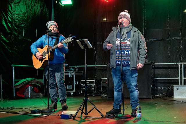 Local band The Crafty Crows are pictured performing at the Coalisland Christmas Lights Switch On event.