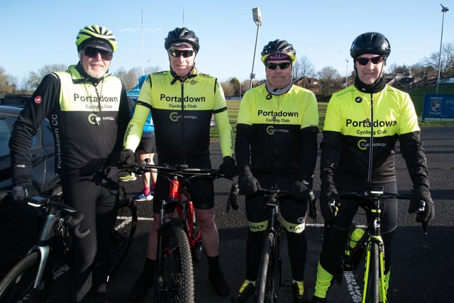 Some members of Portadown Cycling Club who were happy to help out as marshals at the Festival Of Running on Sunday. PT13-200.
