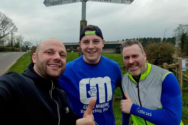 L-R: John Martin, Martin McWilliams and David Lawlor who will be running the Belfast City Marathon in aid of Cuan Mhuire.