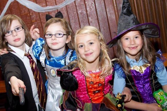 Francis Marsden, Zoe McKeith, Izzy Coburn and Friderique Therren at the Glengormley Integrated PS Halloween party in 2011.