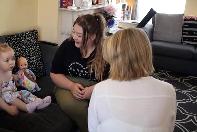 Lisburn mum Megan Watters, pictured with daughter Cora, talks about the breastfeeding support she received from the South Eastern Health Trust. Pic credit: SEHSCT