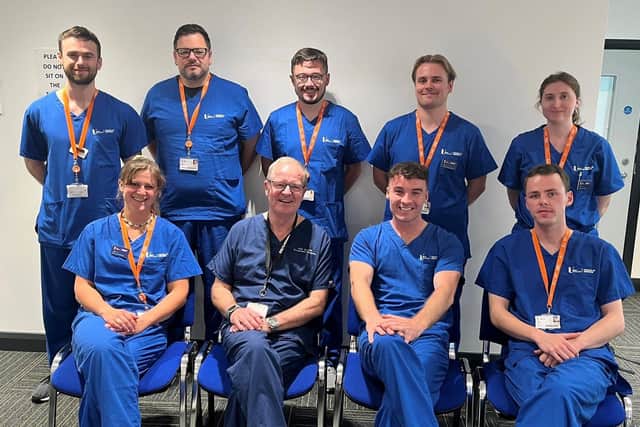 Seated centre:  Professor Stephen Kirk, Associate Medical Director, South Eastern HSC Trust with the new intake of Graduate Entry Medical Students from the Ulster University. Pic credit: SEHSCT