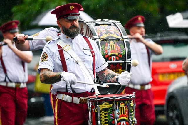 Keeping the beat during the 'Last Saturday' parade in Dundonald.