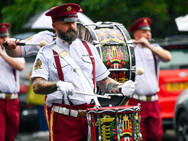 Keeping the beat during the 'Last Saturday' parade in Dundonald.