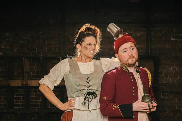 Q Radio host Jordan Arnold will be taking on the role of Madame Thénardier in Belfast Operatic's production of Les Misérables at the Grand Opera House from March 4-8. She is pictured alongside her stage husband Desmond Havlin, who is starring as Master of the House Thénardier. Pic credit: Gorgeous Photography