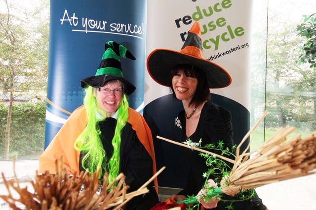 Sue Taylor Craft Tutor, and Fiona Watters Coleraine Borough Council who were promoting a Halloween Costume Workshop in 2009.