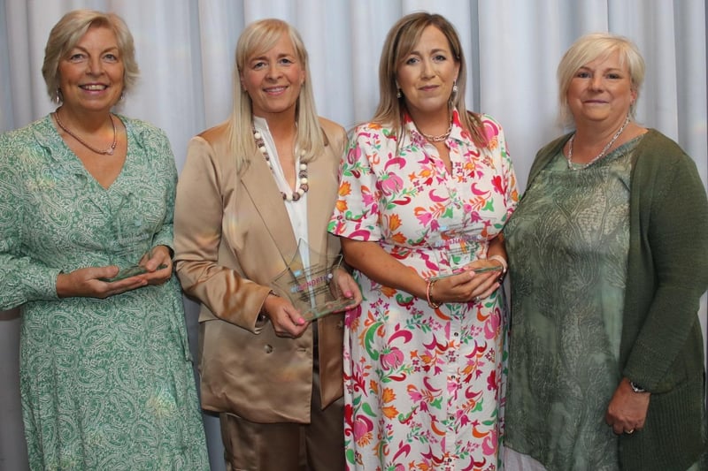 Testing centre managers Collette Fitzgerald, Julie Kyle and Veronica Kelly pictured with Susan Gault at the recognition event.