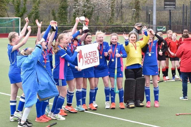 Huge cheers for Portadown Ladies Hockey Club U14s on winning the cup.
