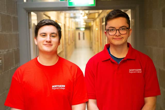 Northern Regional College students, Jason Scott and Charlie Carson from Ballymoney, who have qualified to represent Team UK in the Robot Systems Integration category at EuroSkills in Gdansk, Poland.