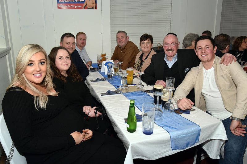 Guests who enjoyed the 100th birthday party for Hilbert Willis at Loughgall FC on Saturday night. PT07-217.