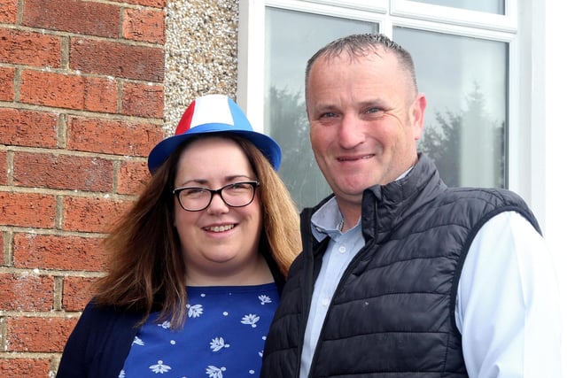 Joanne Keen and DJ Hickinson  pictured at the King Charles Coronation tea held in Mosside Orange Hall on Saturday to raise funds for Air Ambulance NI