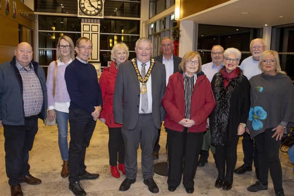 Coleraine and District Samaritan team pictured alongside the Mayor of Causeway Coast and Glens Borough Council, Councillor Ivor Wallace at a recent reception held in Cloonavin.